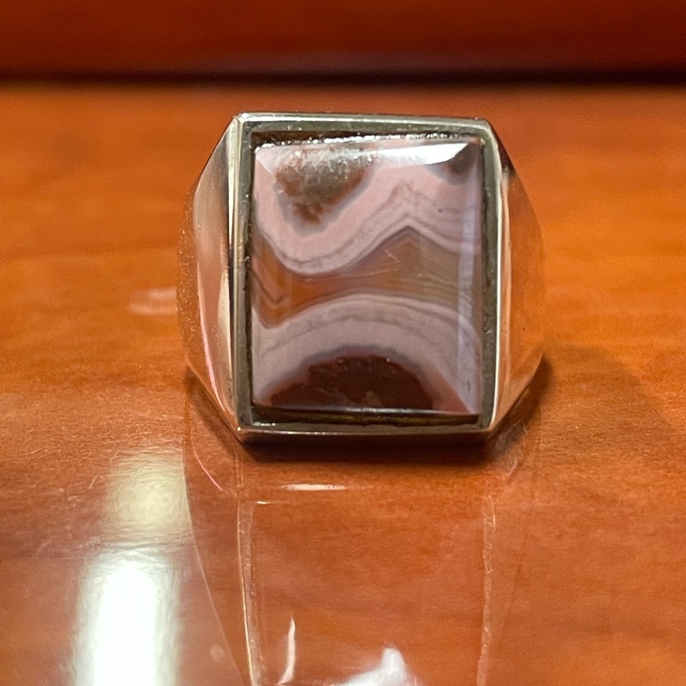 Sterling Silver Multi Color Agate Ring